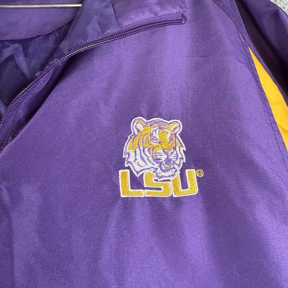 LSU Tigers NCAA Purple Gold Pullover Windbreaker Jacket Mens XL Embroidered - Picture 2 of 6
